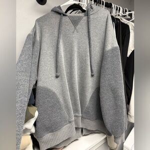Aerie Heather Gray Textured Pullover Hoodie L